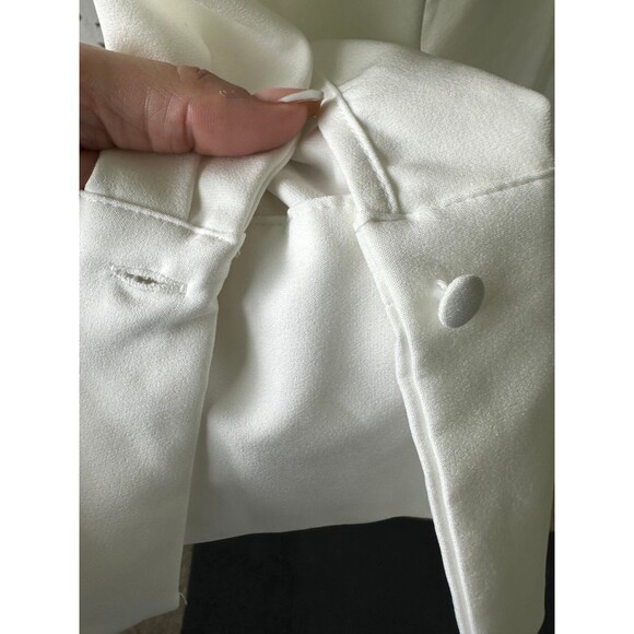 Zara Oyster White Lapel Collar Side Ruched Corset Waist Faux Wrap Mini Dress XS - Picture 8 of 12